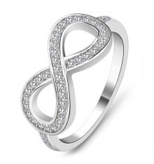 Silver rhodium zirconium infinity ring