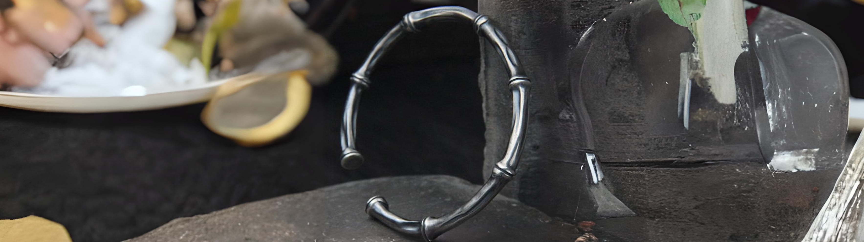 bracelet jonc argent homme style bambou