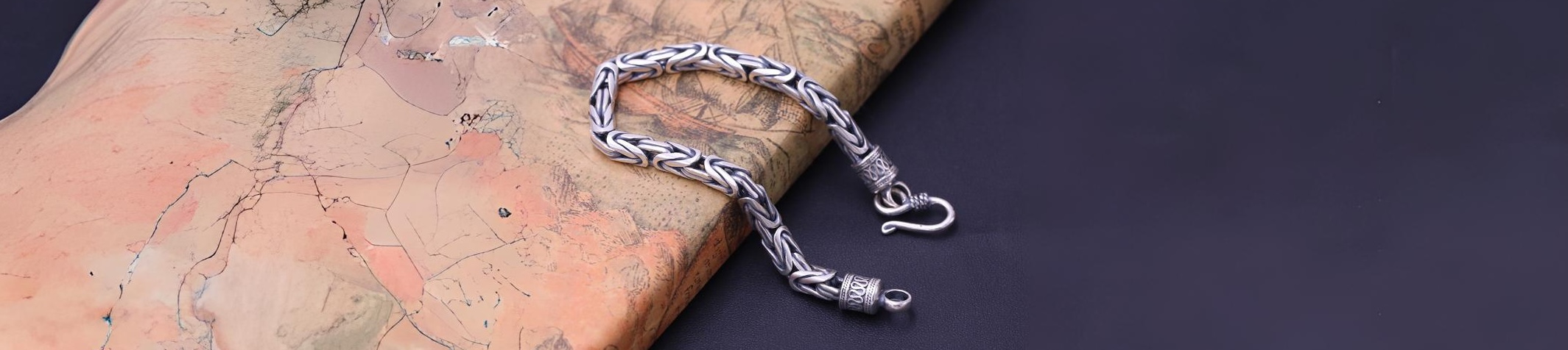 bracelet balinais en argent massif homme biker