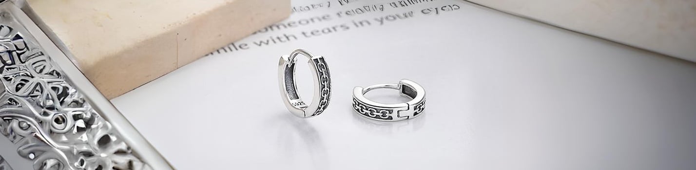 boucles oreilles creoles motif chaine homme femme
