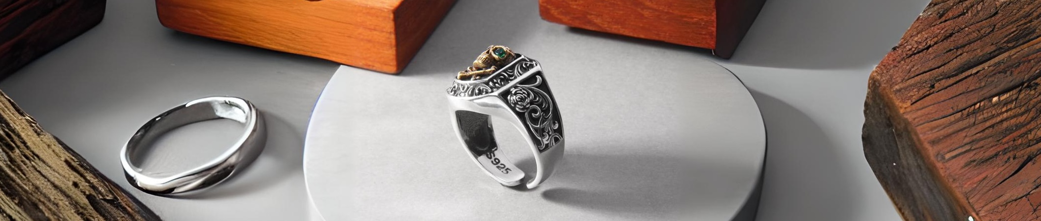 Bague chevaliere skull tete de mort argent motard biker