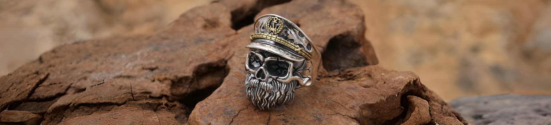 chevaliere crane barbu skull tete de mort argent bague motard