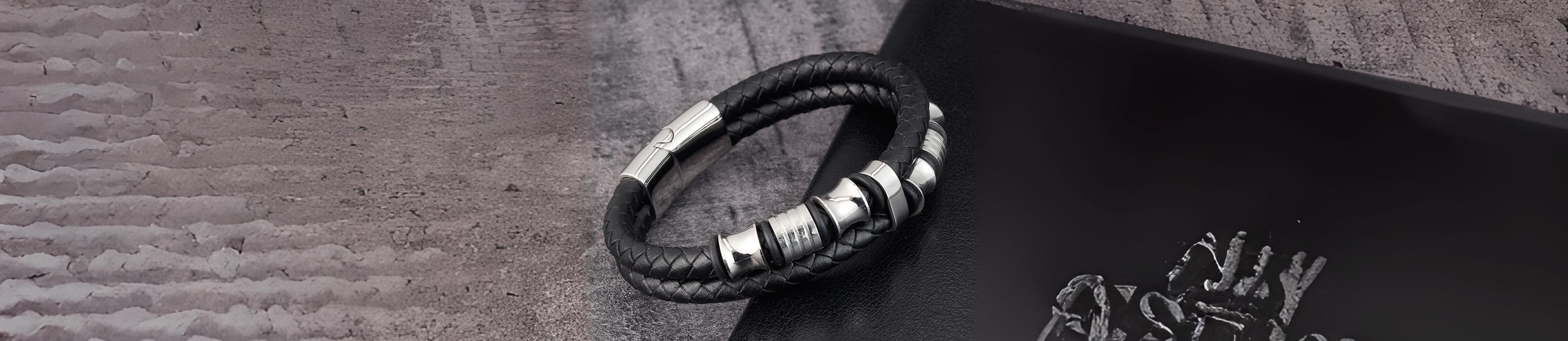 bracelet cuir tresse double cordon fermoir magnetique