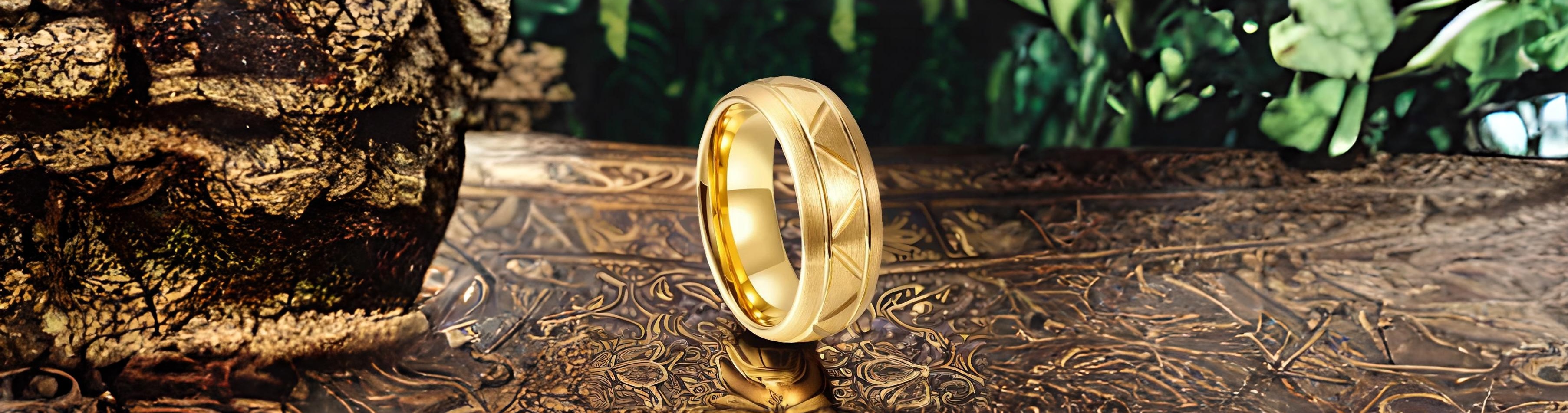 bague tungstene plaque or brosse rainure rouage