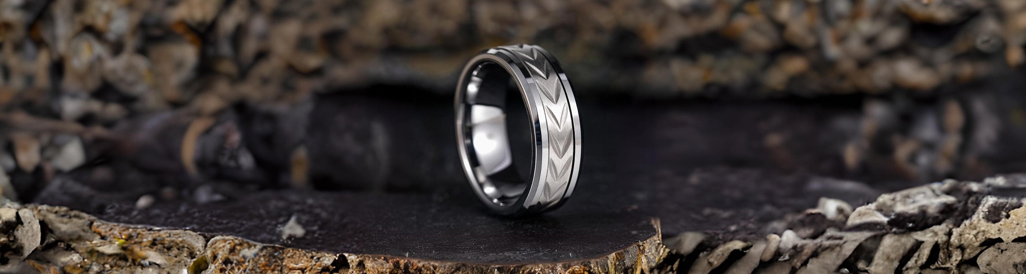 bague personnalisable tungstene rainure homme design