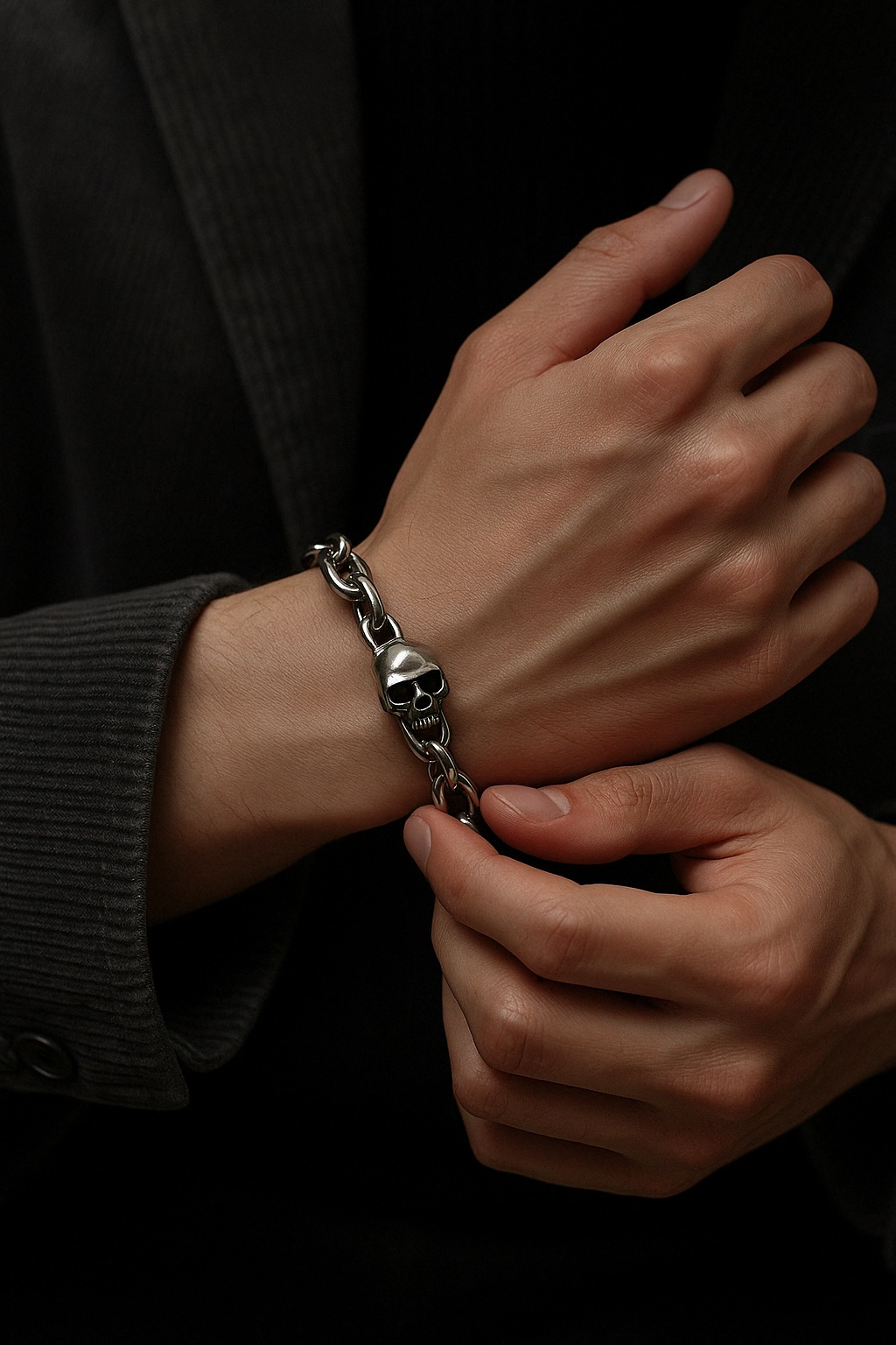 Herrenarmband Totenkopf Verschluss