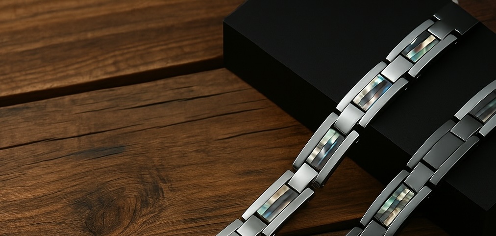 pulsera tungsteno con abalone