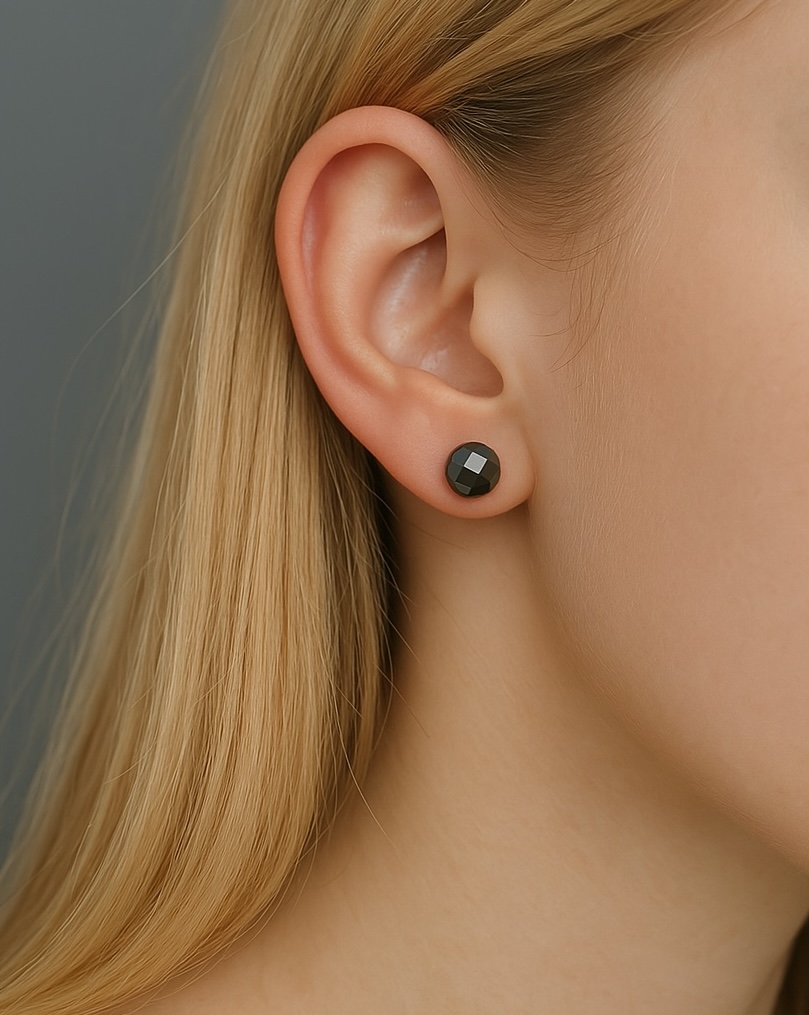 Boucles oreilles céramique noire facettée