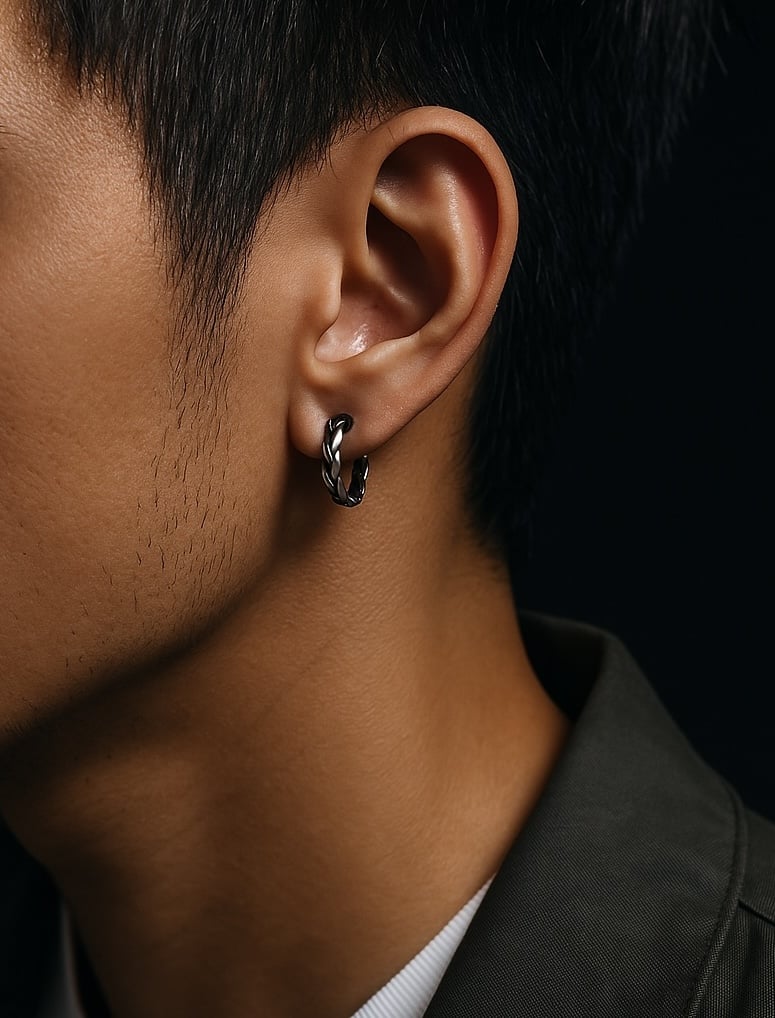 boucles oreilles acier inoxydable homme