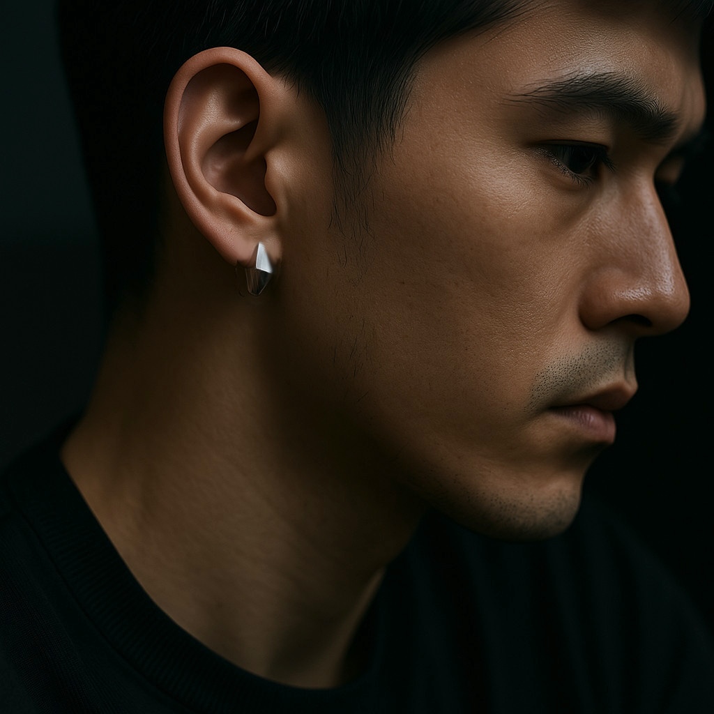 geometric silver hoop earrings men women