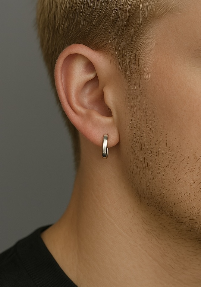 créoles oreilles argent minimaliste homme
