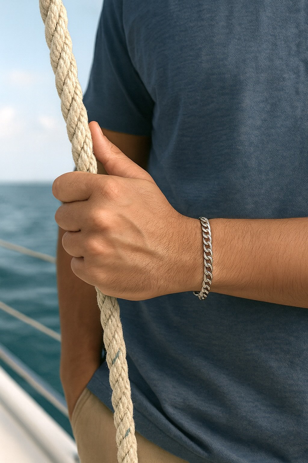 men’s steel Cuban link chain bracelet
