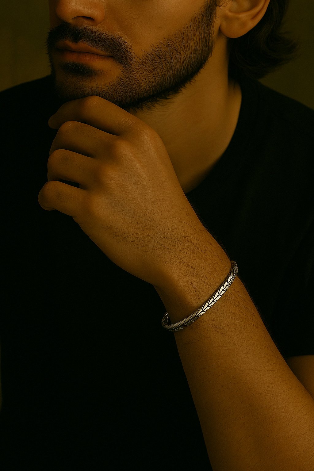 bracelet homme jonc argent tressé