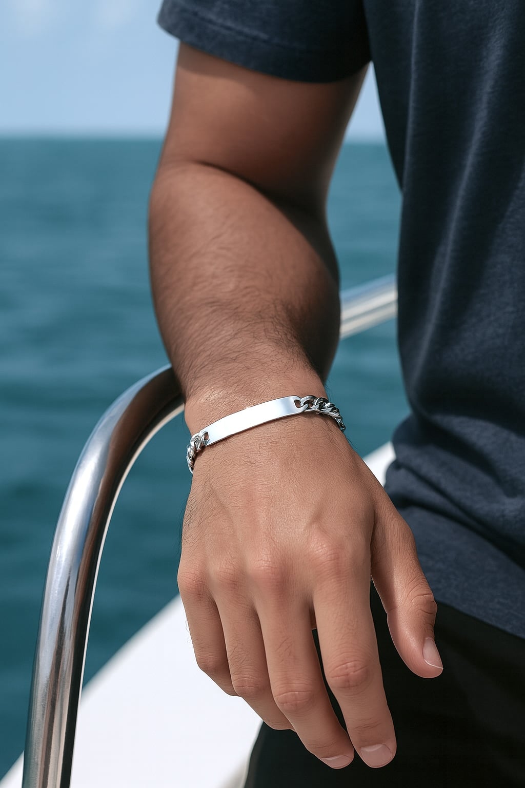 bracciale identificativo personalizzabile in acciaio da uomo