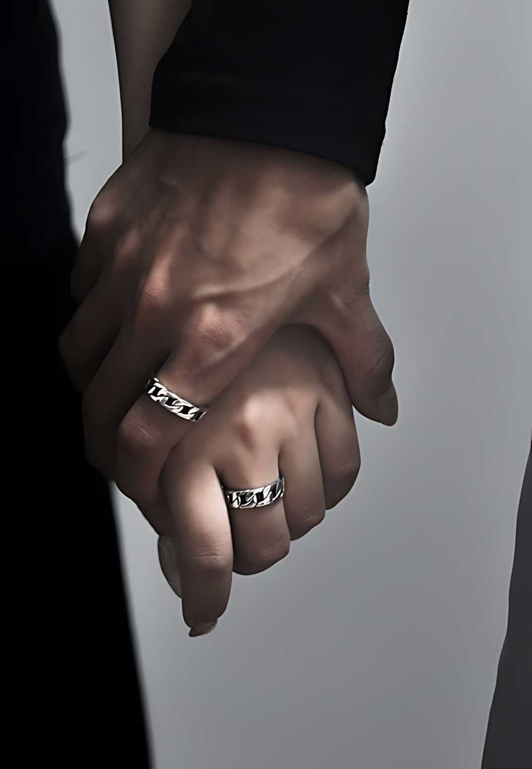 silver chain wedding band ring for men and women