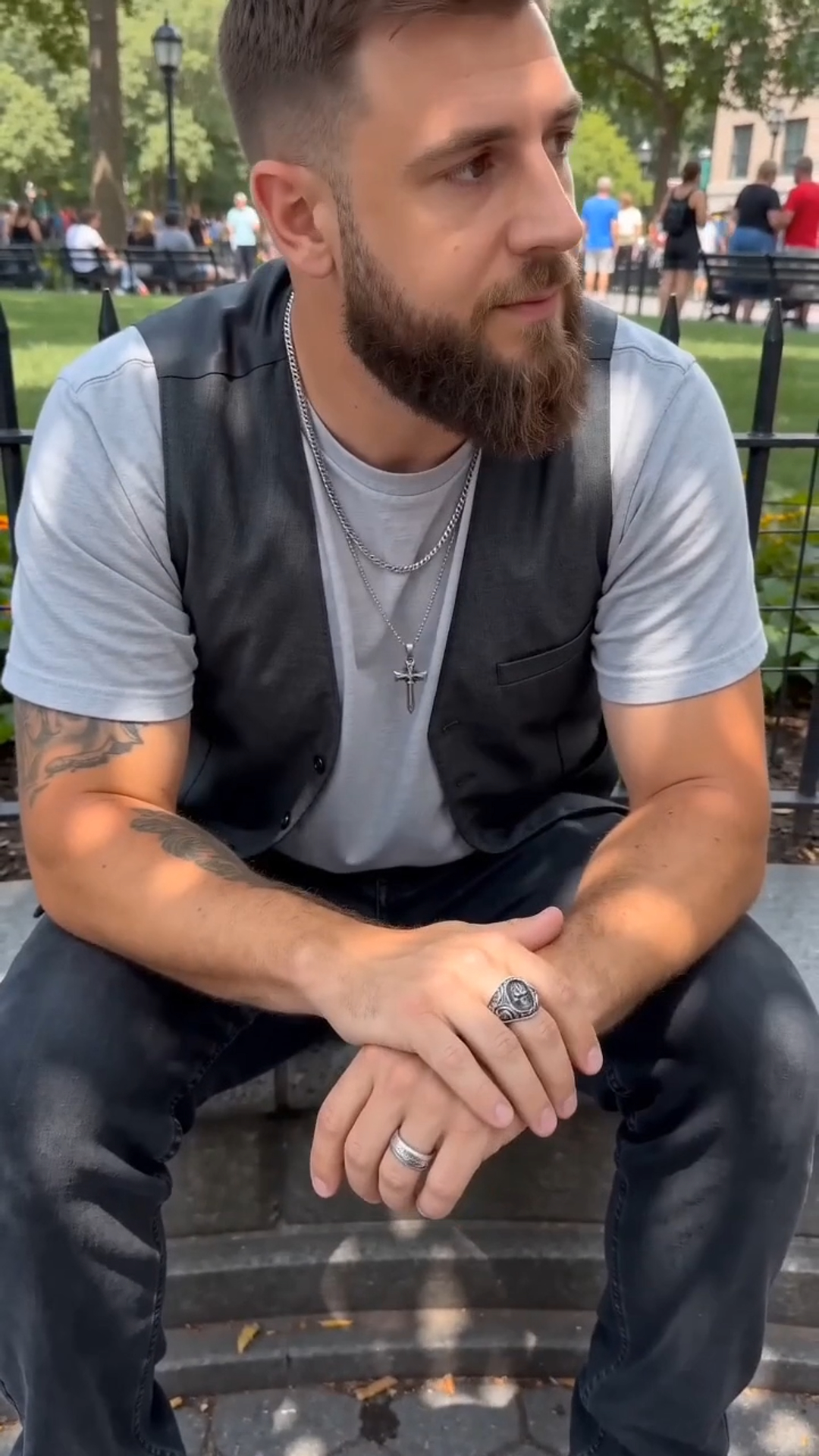 Solid silver biker skull signet ring for men