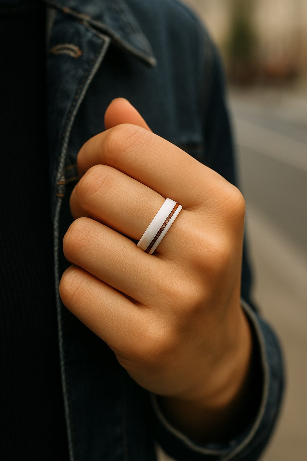 white ceramic wedding ring