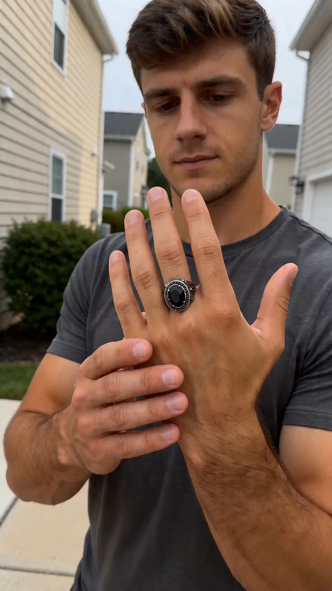 Men’s sterling silver signet ring with black onyx