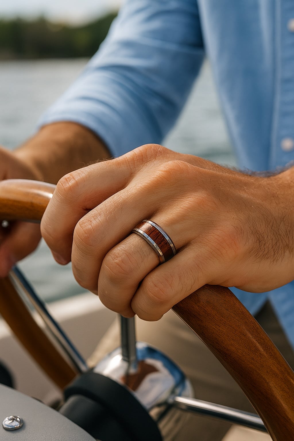 tungsten wood inlay wedding ring for men and women