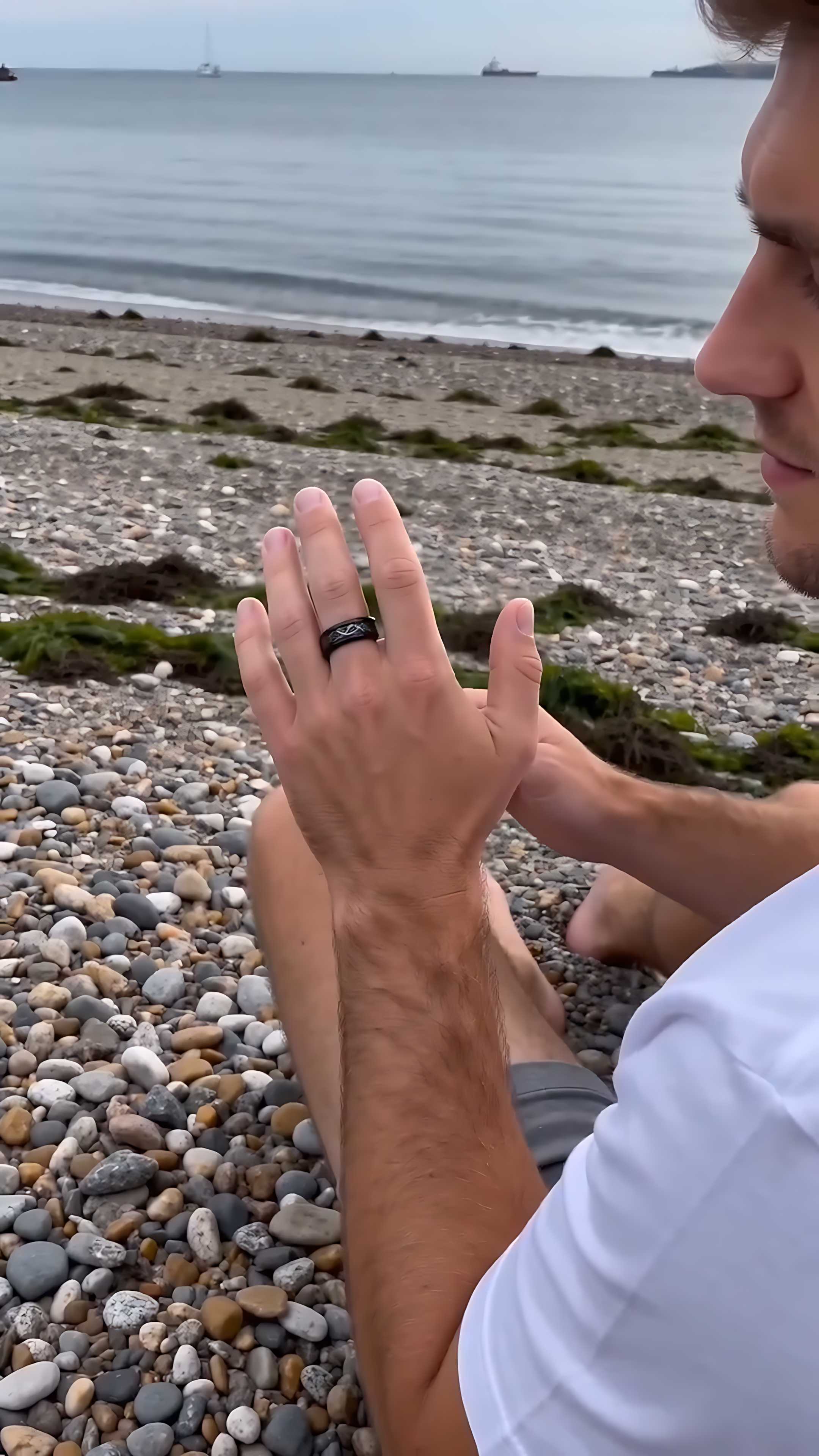 bague tungstène fibre galaxie alliance homme