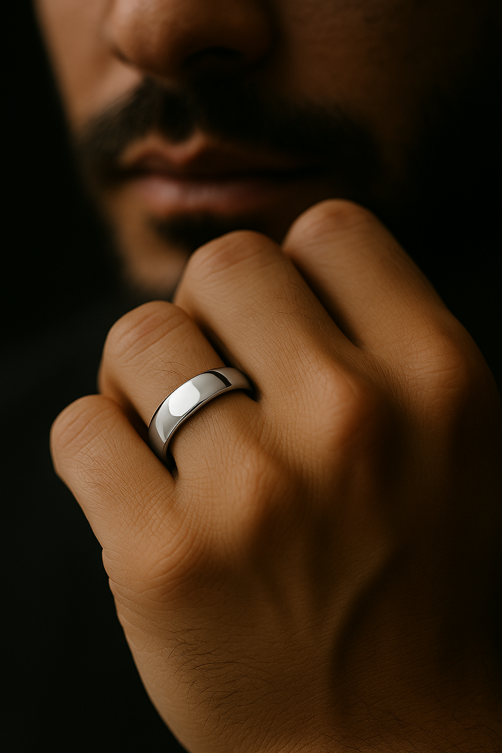 Polished titanium wedding band engravable for men