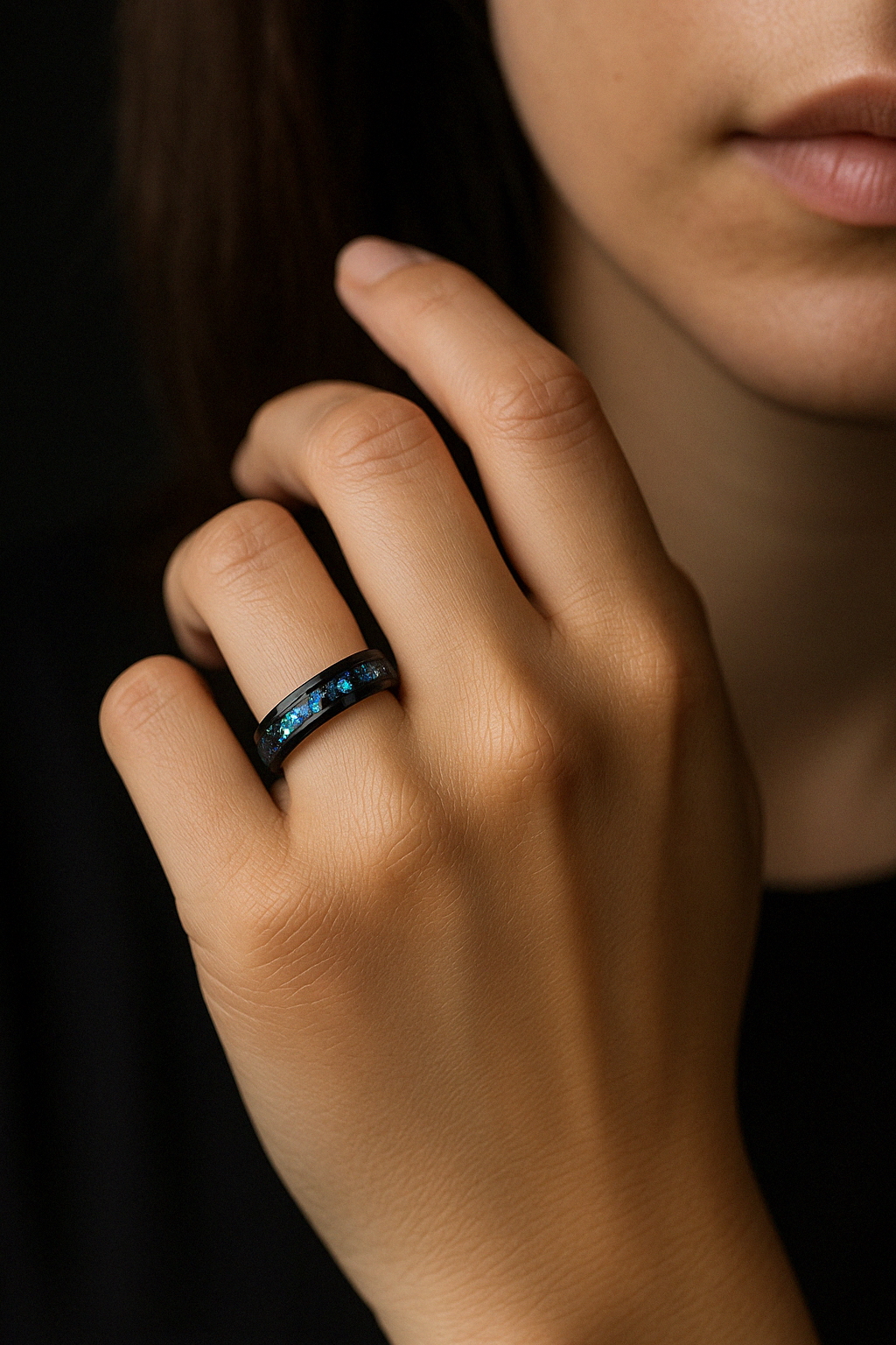 bague alliance tungstène opale personnalisable