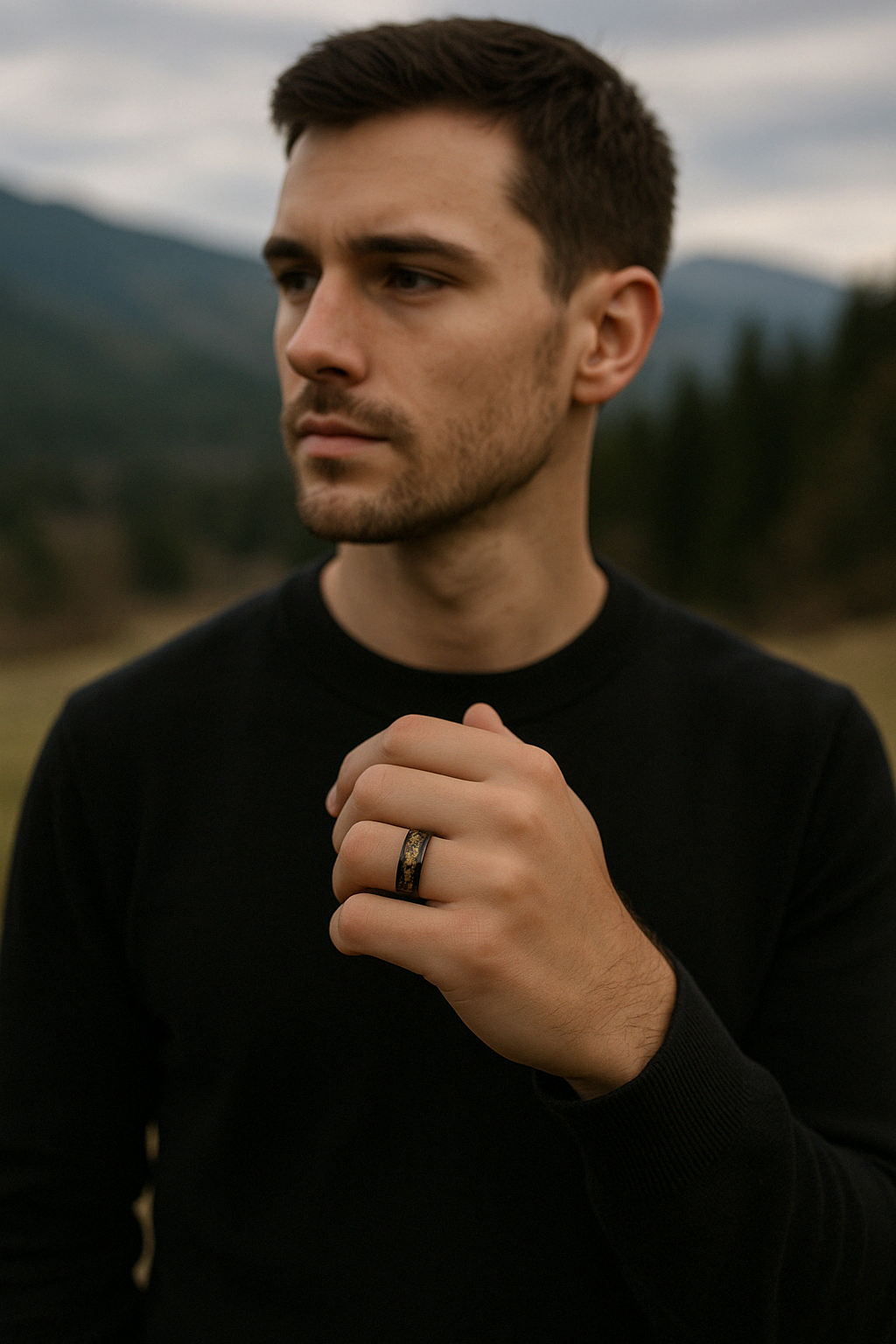 customizable tungsten galaxy ring for men