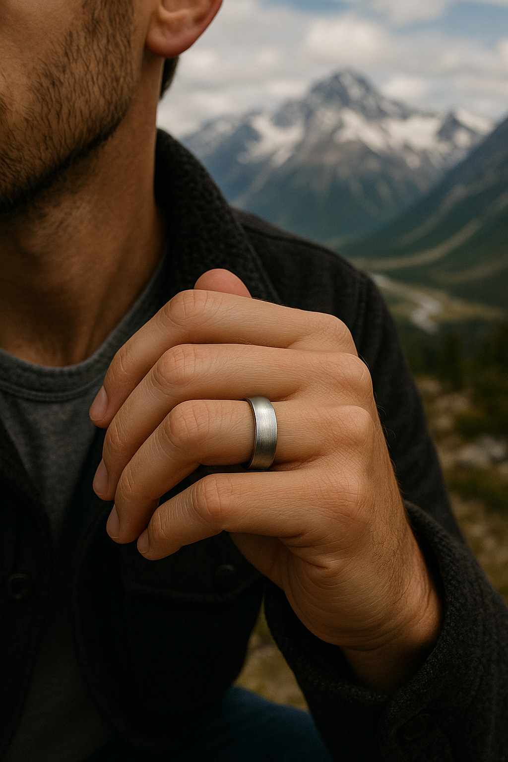 Anello in titanio spazzolato personalizzabile per uomo
