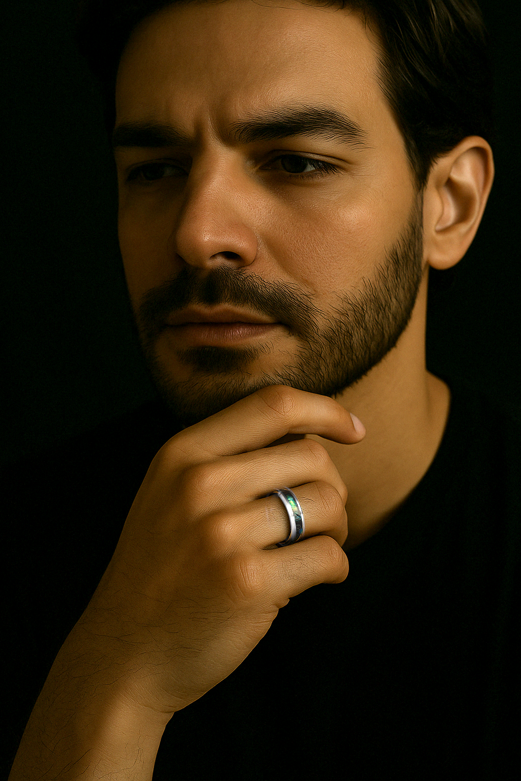 tungsten abalone ring engravable