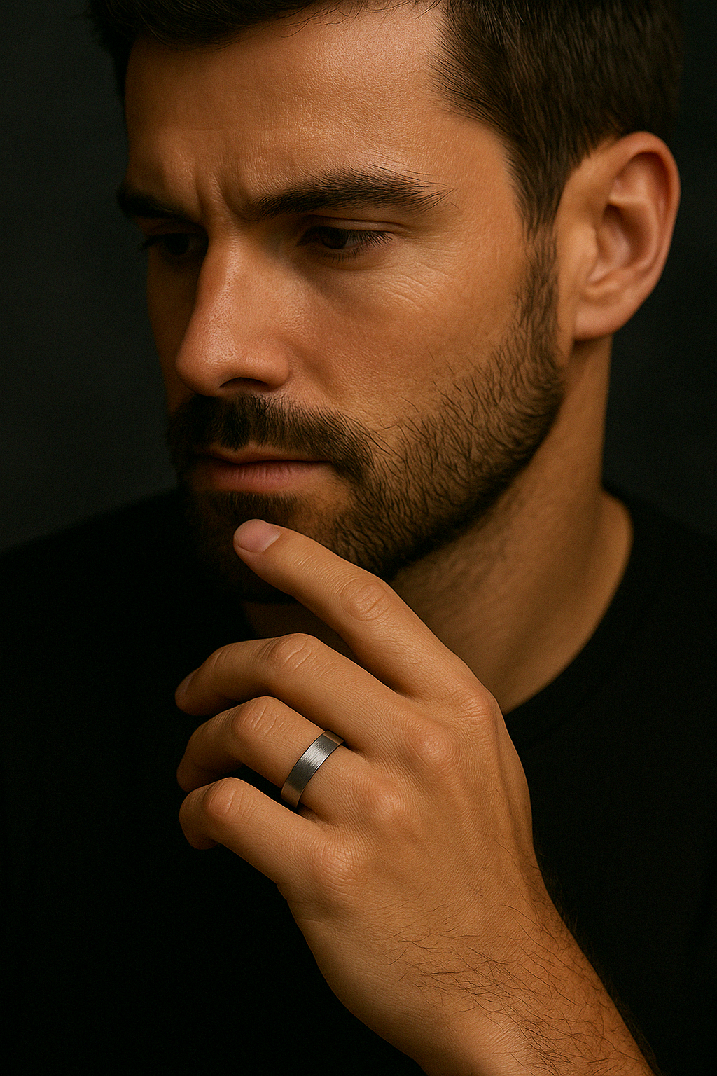 brushed tungsten minimalist wedding ring