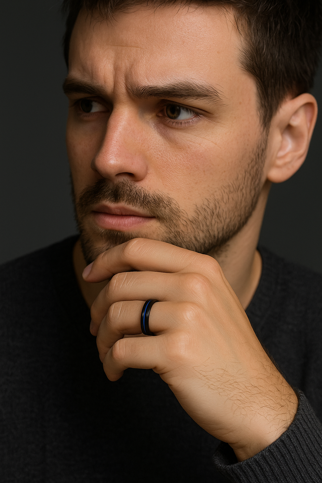 bague-alliance-tungstene-brosse-ligne-bleue-homme