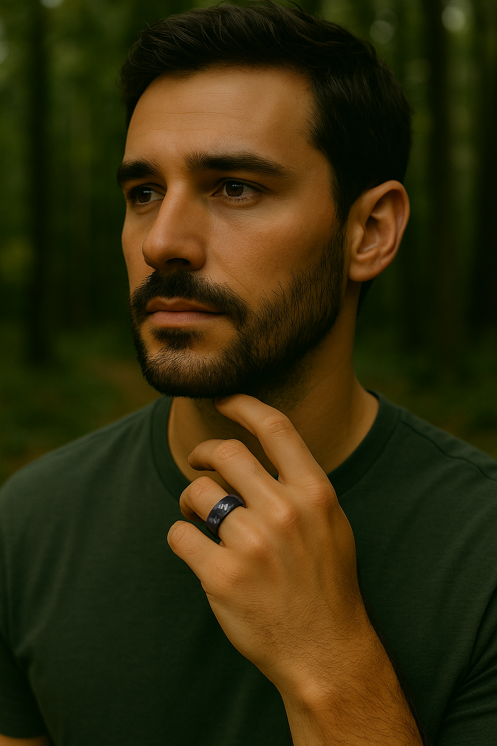 bague tungstene noir brossé facetté homme