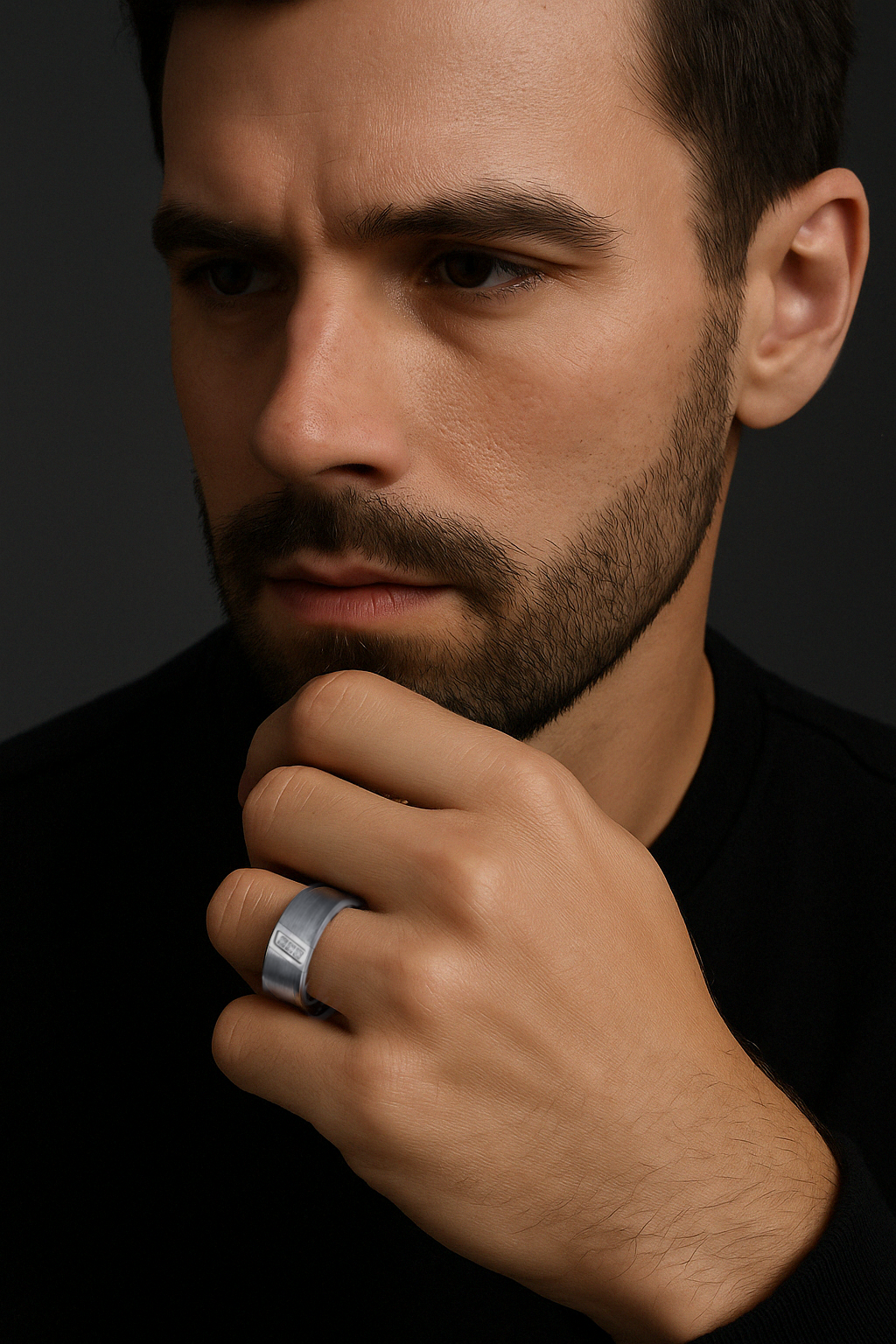 bague tungstène brossé zirconium alliance homme