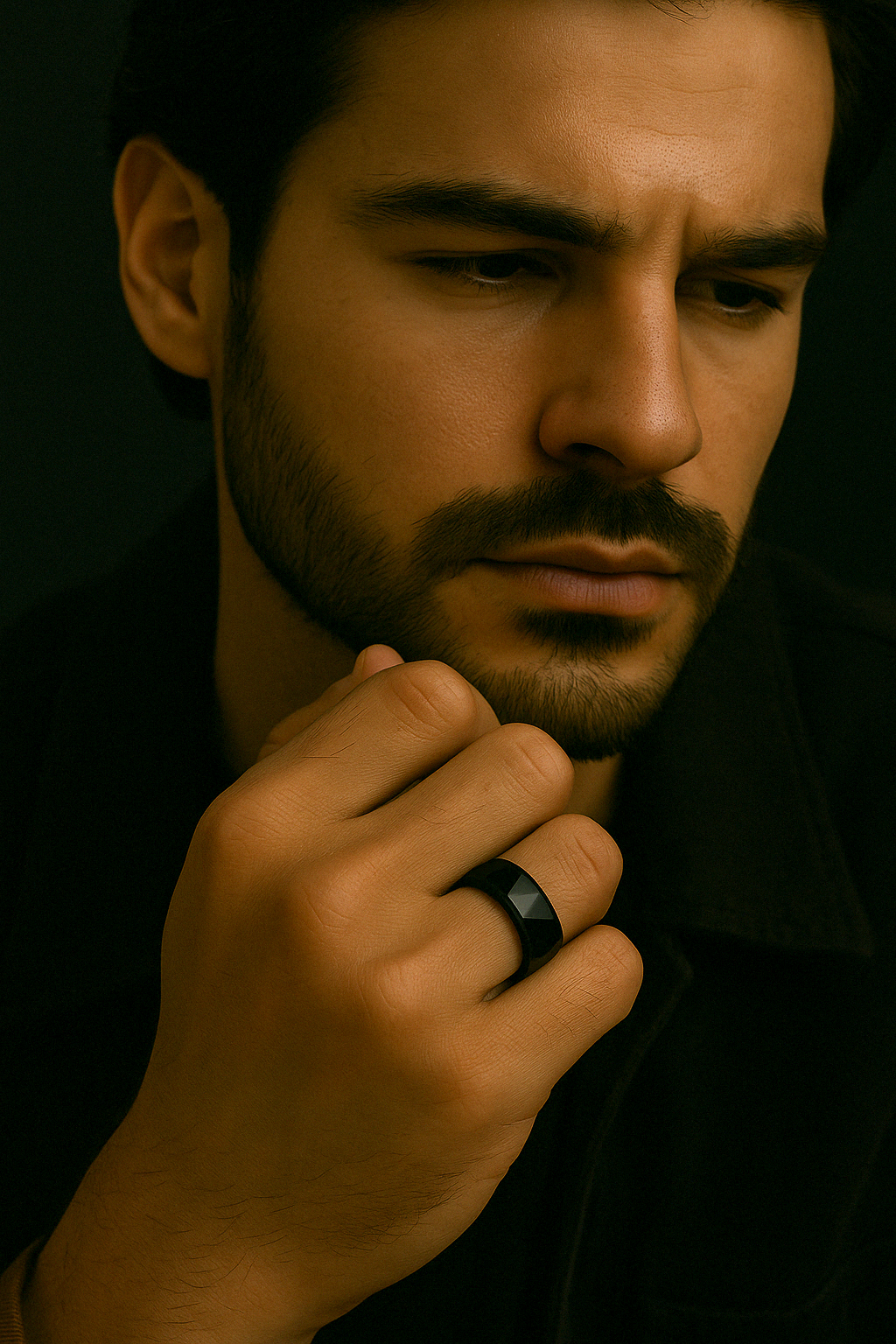bague tungstene noire gravable homme