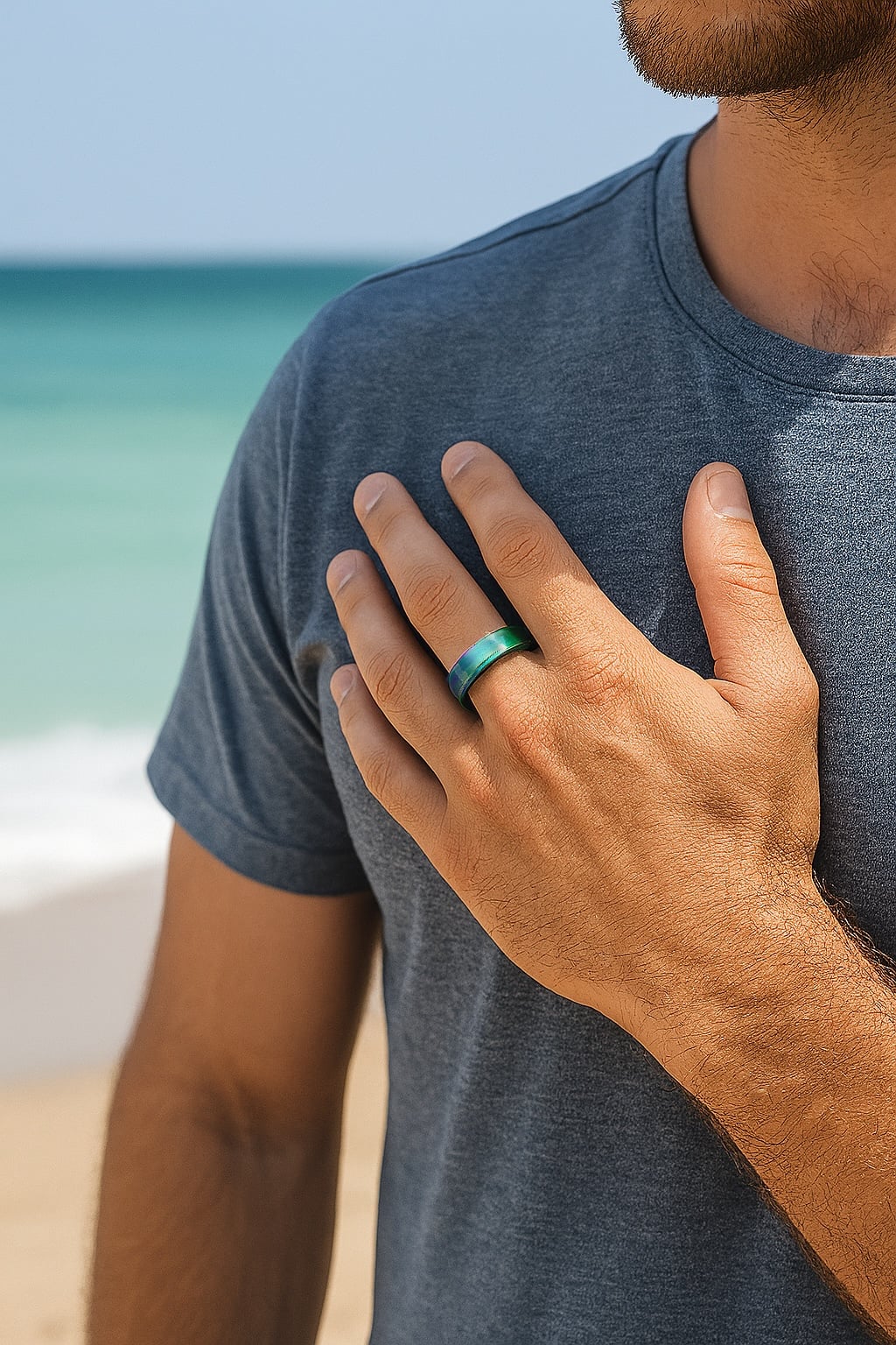 Bague tungstène brossée personnalisable arc en ciel