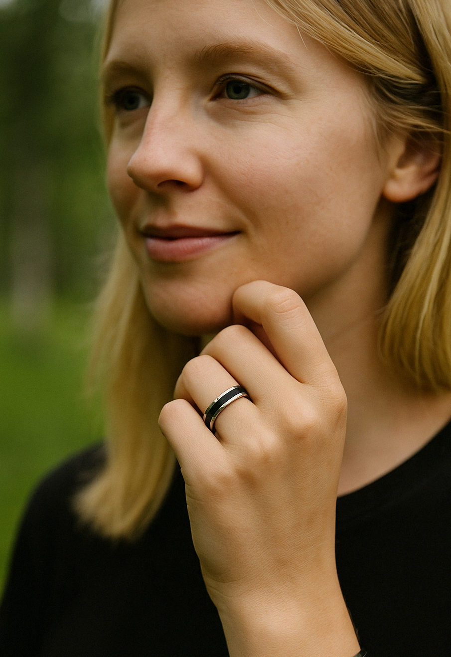bague alliance tungstène ruban noir gravable femme