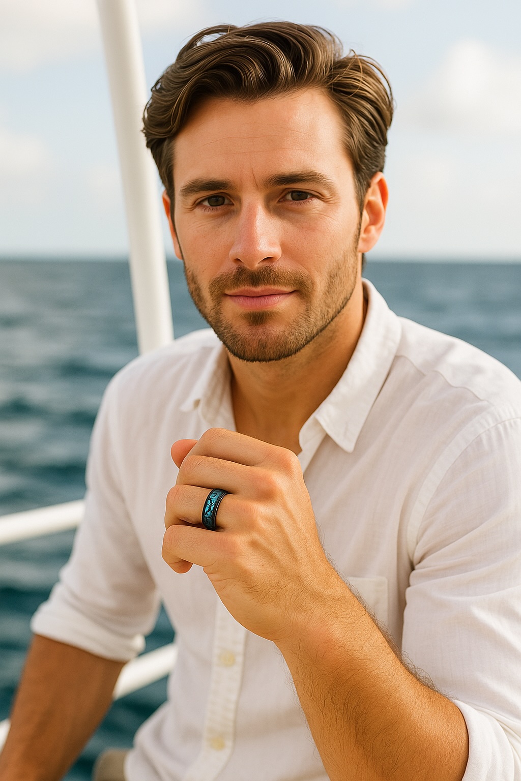 bague tungstène nacre abalone alliance personnalisable homme