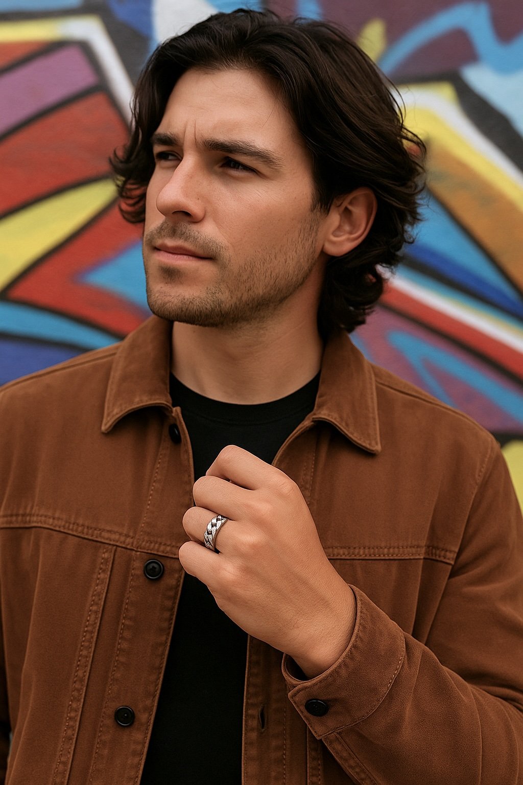 Anillo de boda estilo cadena para hombre – Plata maciza 925 – Elegancia robusta