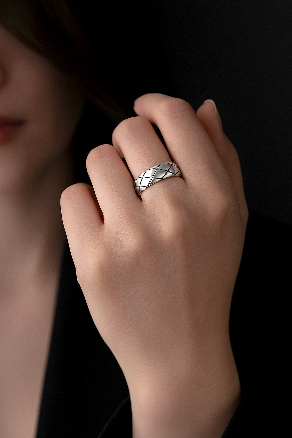 zilveren verstelbare open ring voor dames