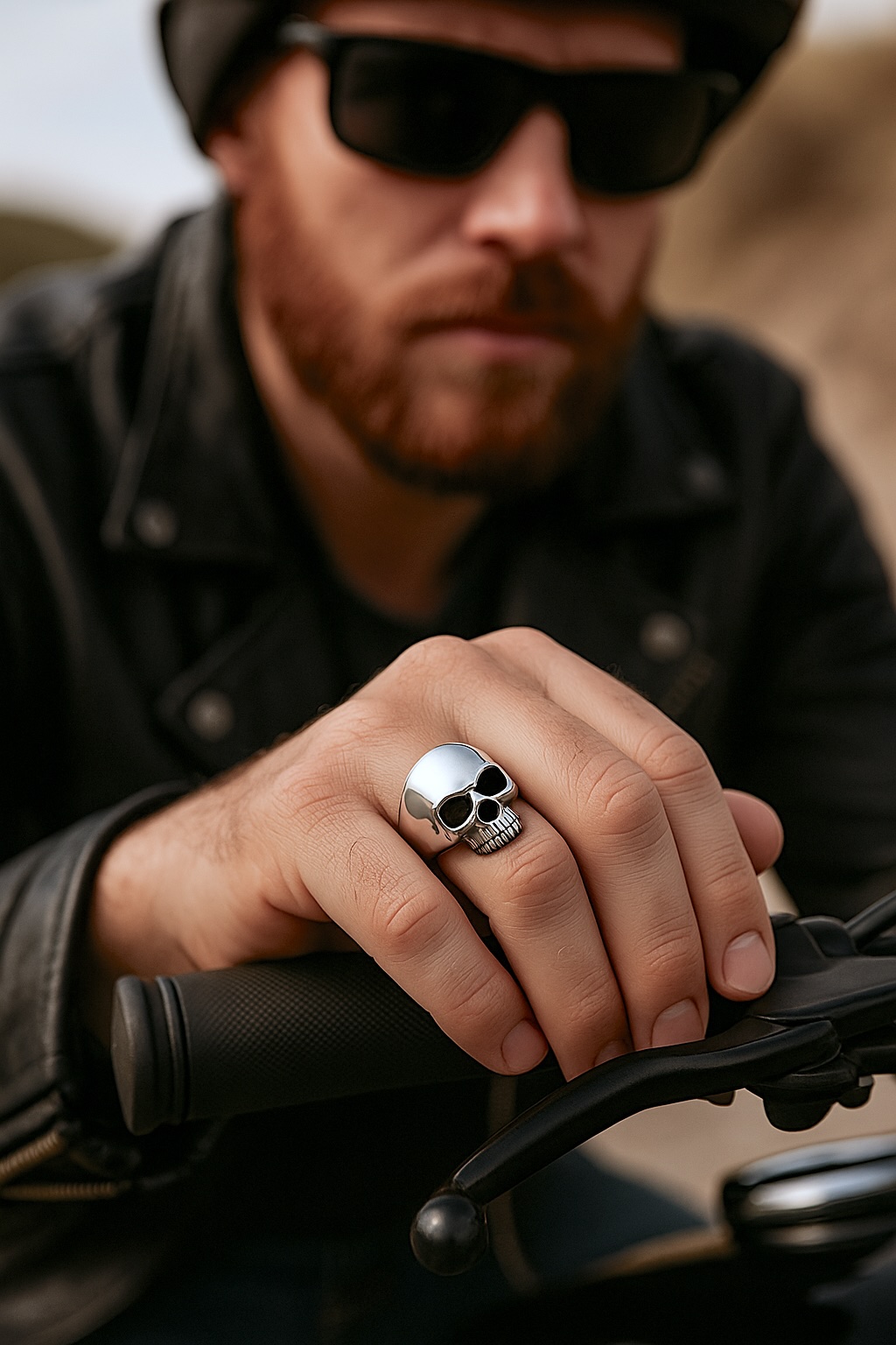 bague chevalière tete de mort argent motard