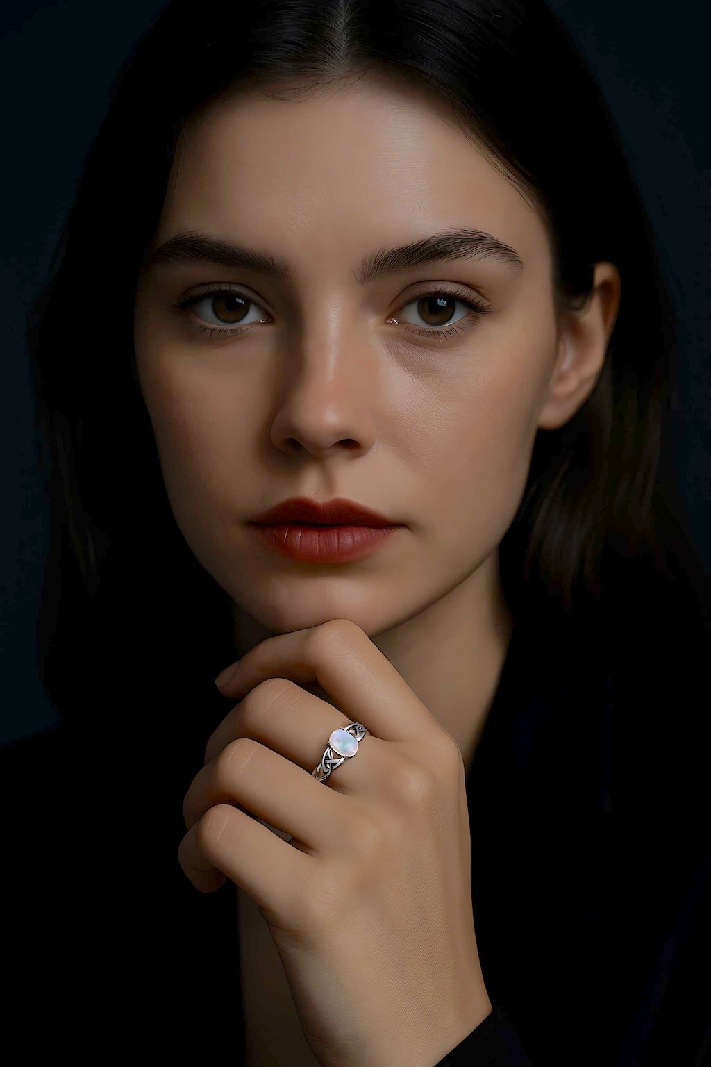 bague argent celtique opale ovale femme