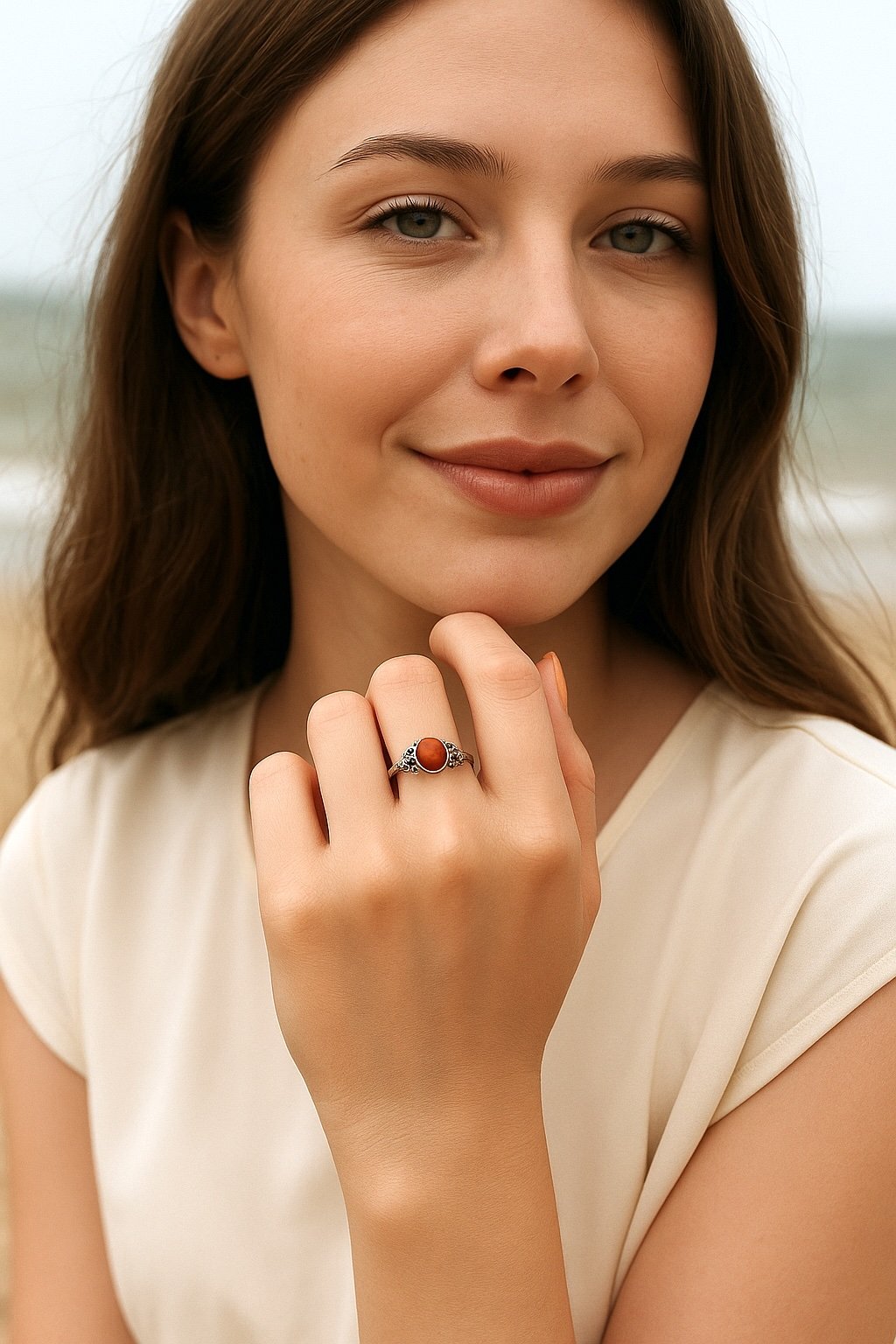 Bague argent celtique onyx rouge