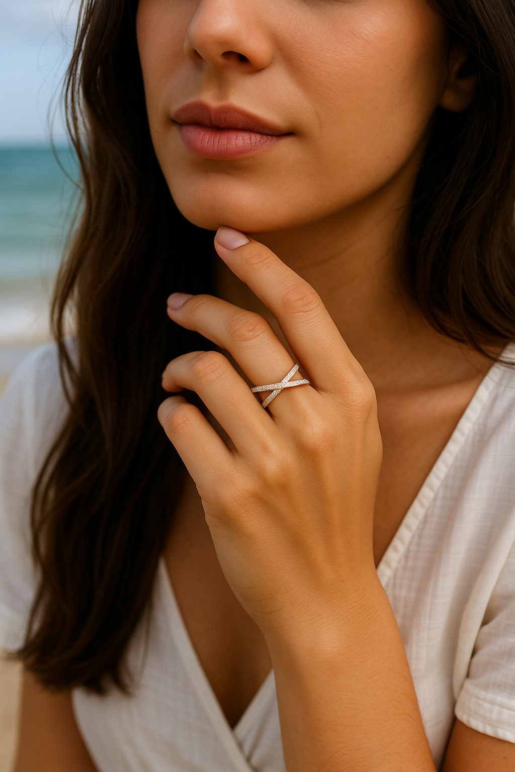 bague argent infini pavage zircons femme