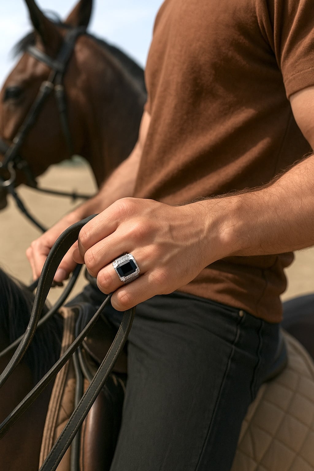 men's silver signet ring with black onyx
