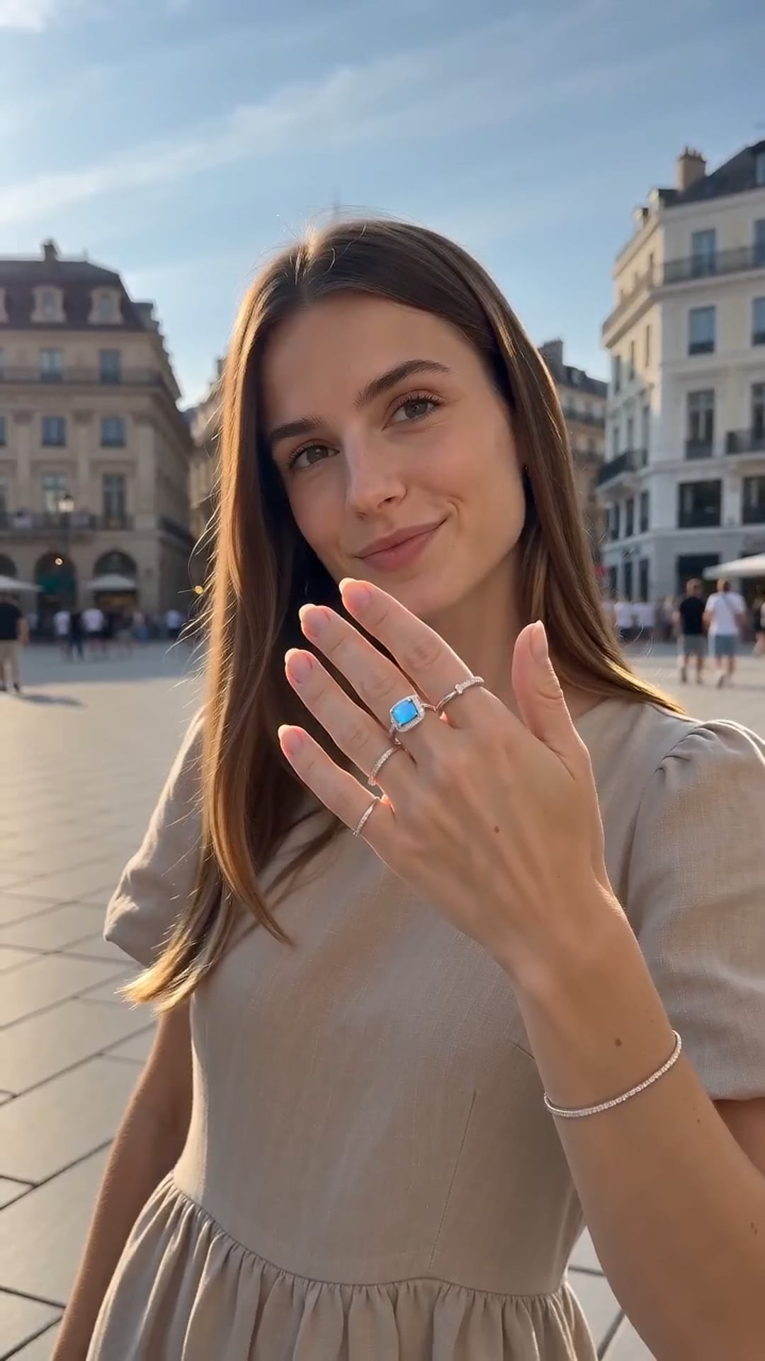 Bague de Fiançailles argent rhodie opale pavage zirconium