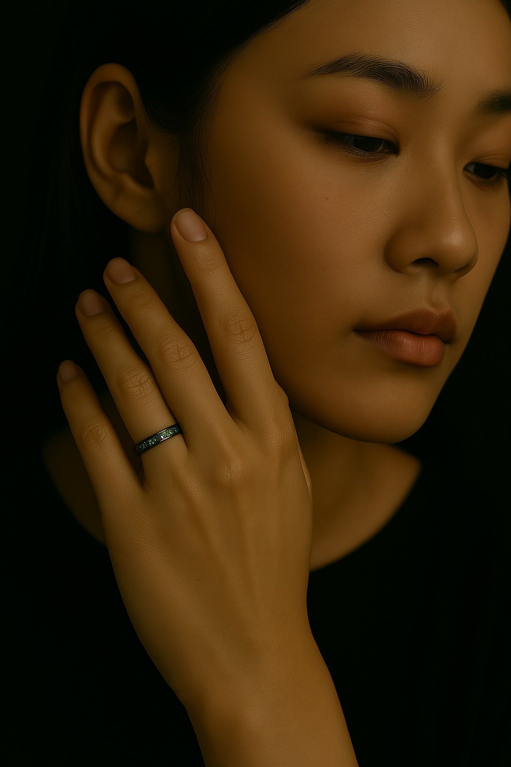 Tungstene ring met opaal voor huwelijk 4mm