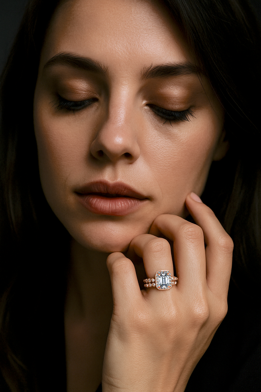 halo engagement ring silver square zircon 3 colors woman