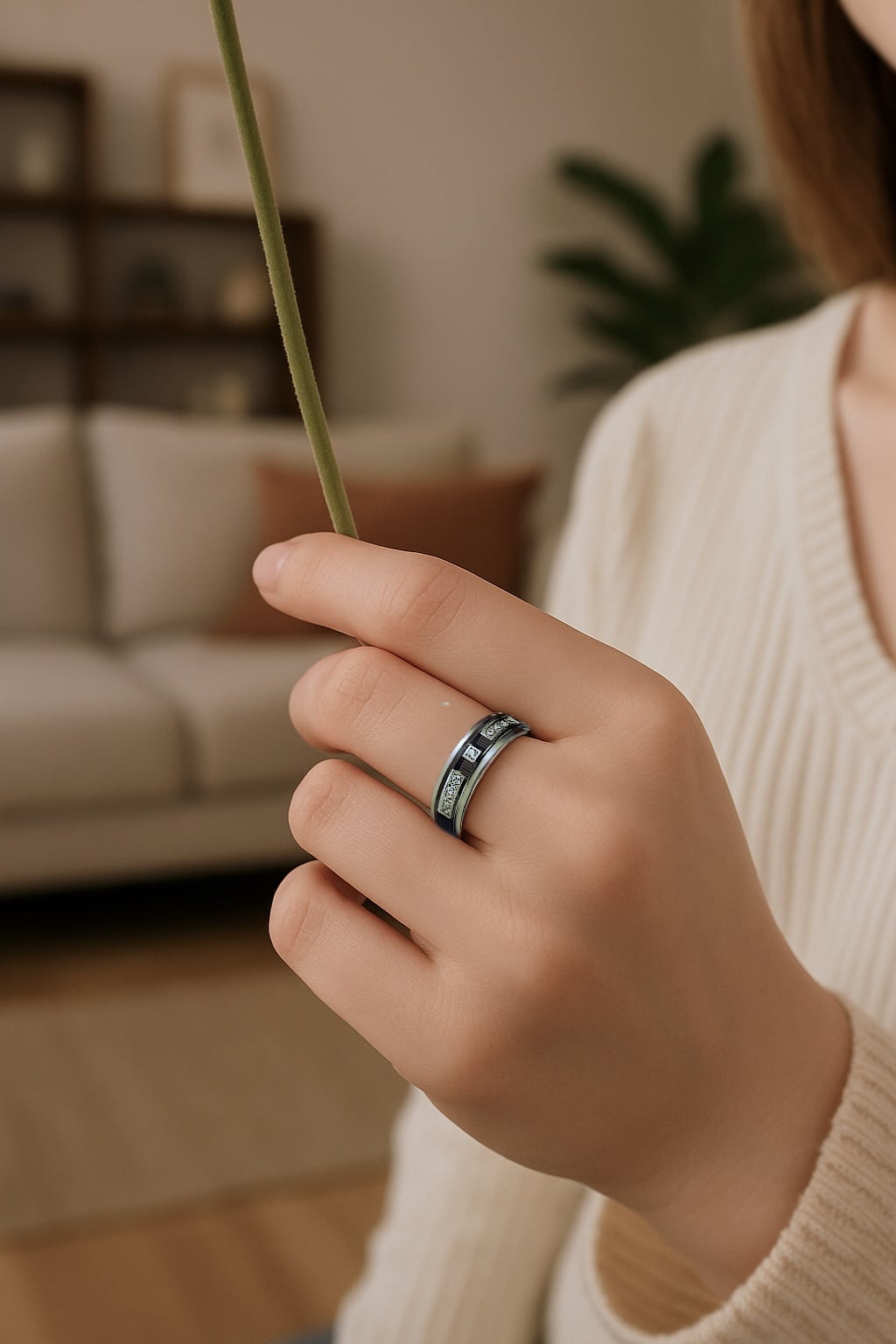 bague alliance titane noir zircon gravable femme