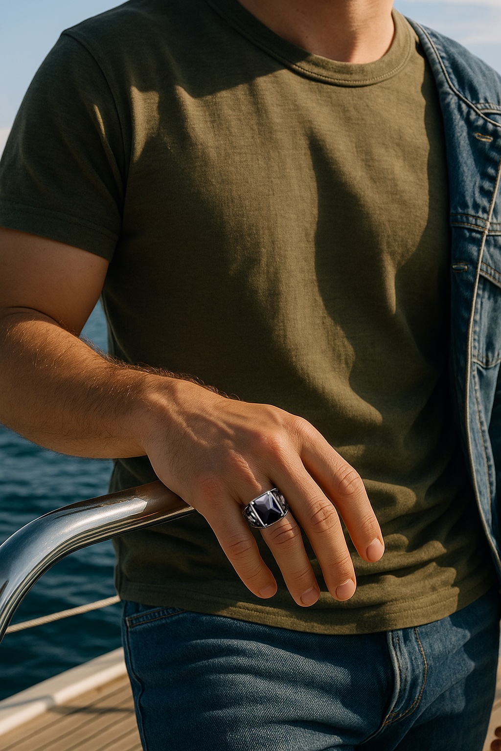 Anello celtico uomo argento regolabile con zircone nero