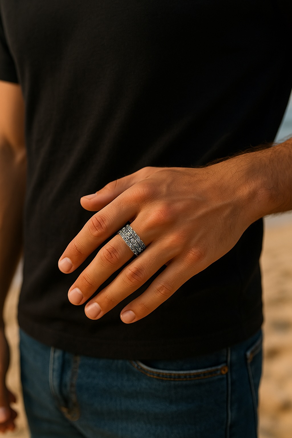 Open Celtic Sterling Silver Men's Ring